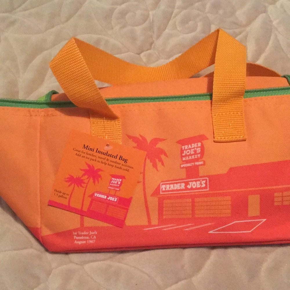NWT Trader Joe’s mini insulated bag. Fun summer orange